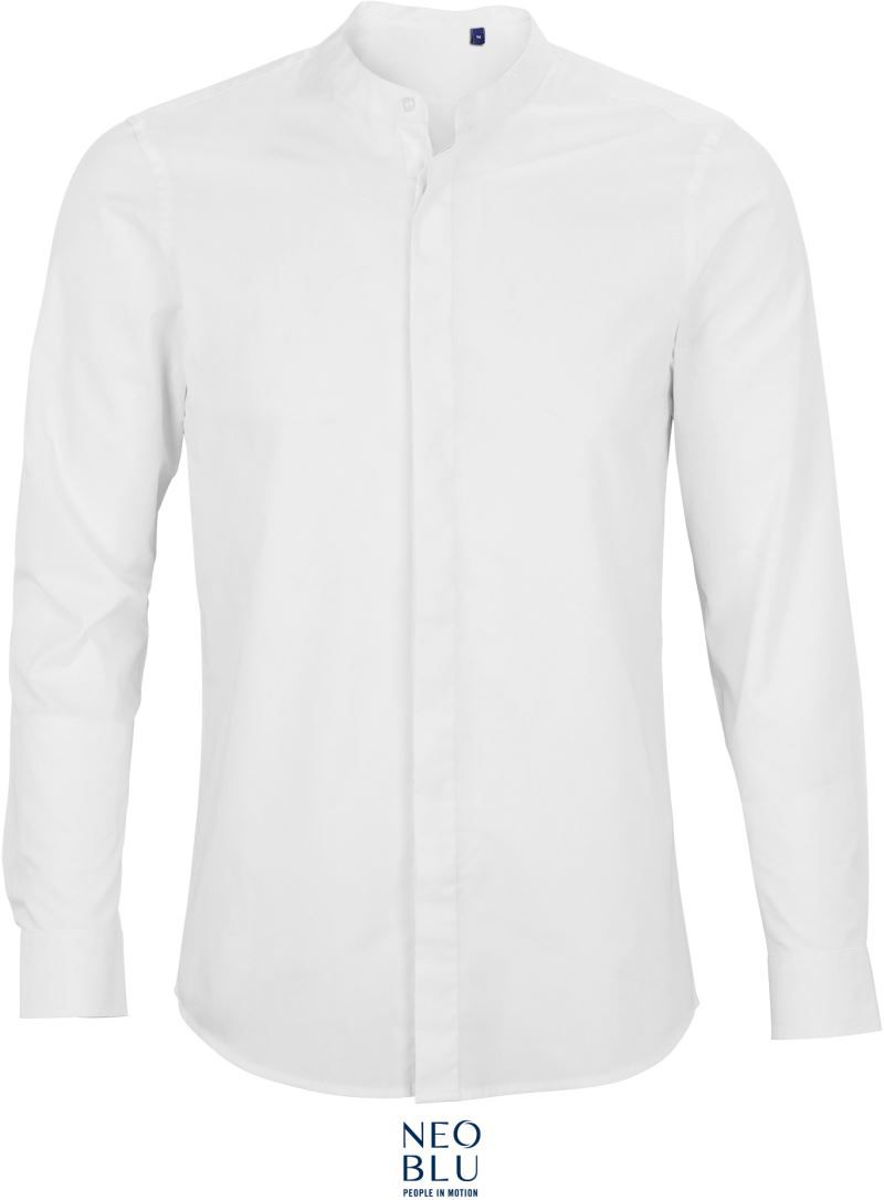 Bart Men | Popeline Hemd mit Maokragen langarm (optic white)