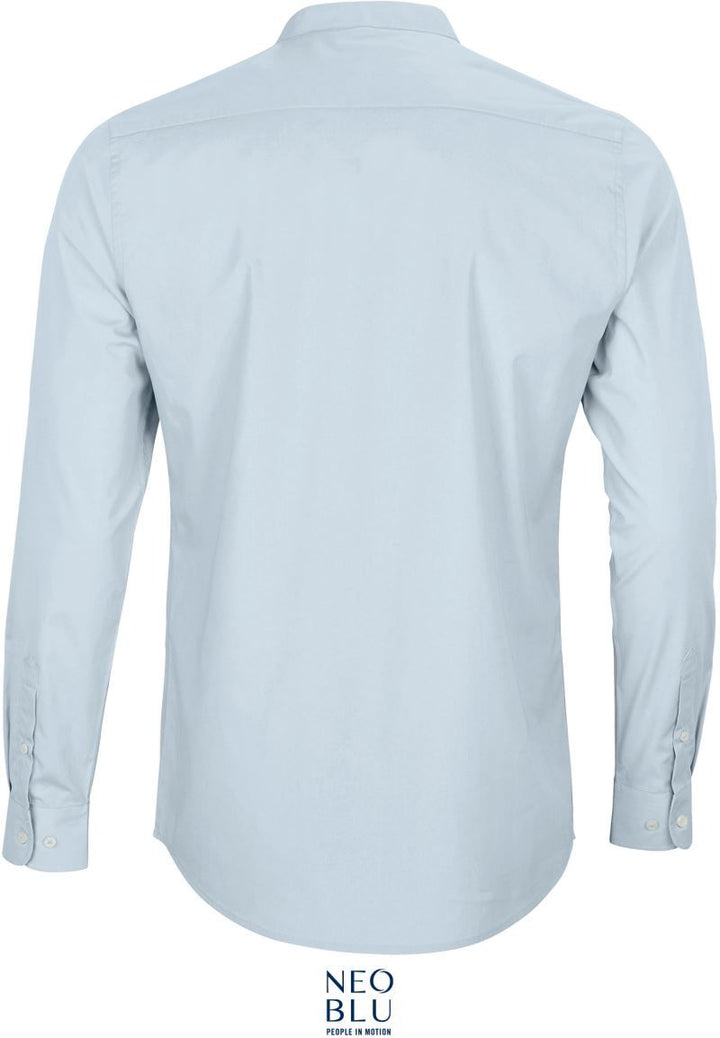Bart Men | Popeline Hemd mit Maokragen langarm (soft blue)