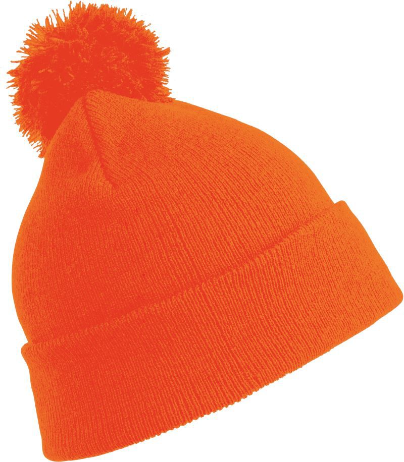 RC 028X | Strickmütze mit Pompon (fluorescent orange)
