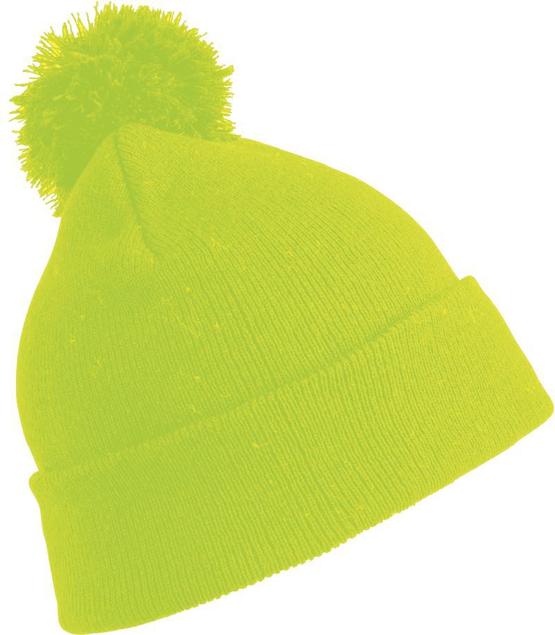 RC 028X | Strickmütze mit Pompon (fluorescent yellow)