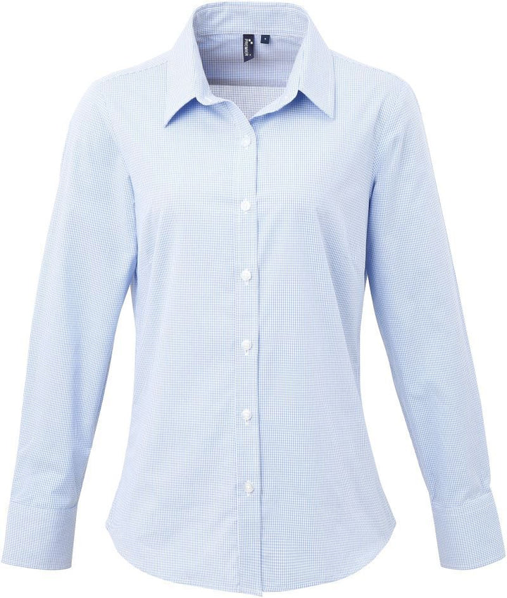 PR 320 | Popeline Bluse Karo langarm (white)