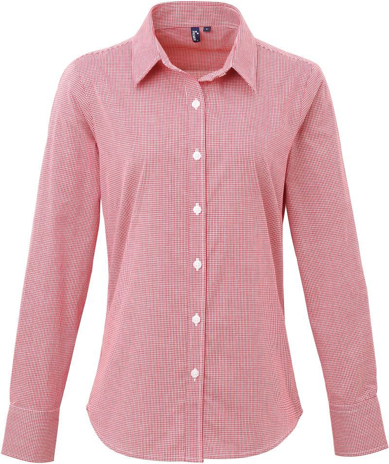 PR 320 | Popeline Bluse Karo langarm (white)