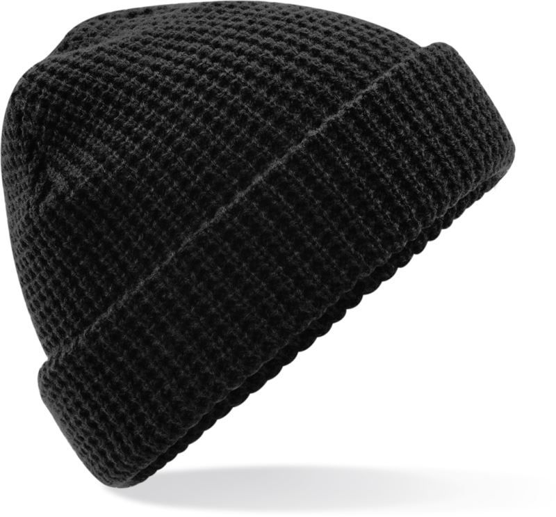 B 422 | Strickmütze mit Waffelstrick (black)