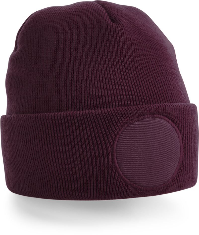 B 446 | Circular Patch Beanie (burgundy)