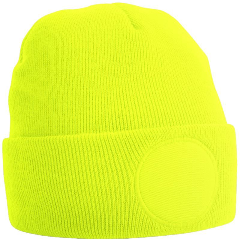 B 446 | Circular Patch Beanie (fluorescent yellow)