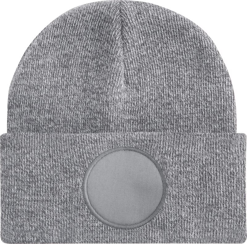 B 446 | Circular Patch Beanie (heather grey)