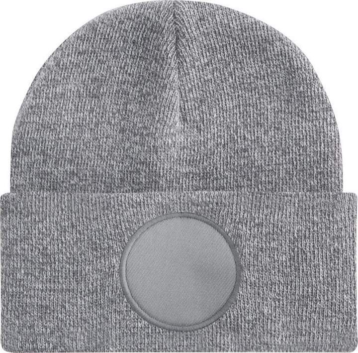 B 446 | Circular Patch Beanie (heather grey)