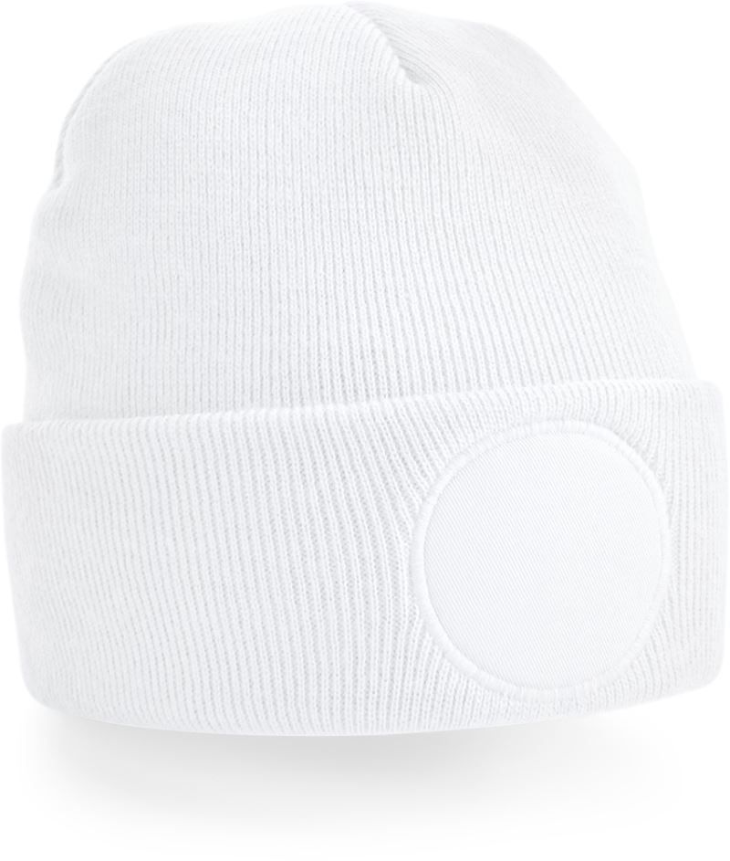 B 446 | Circular Patch Beanie (white)