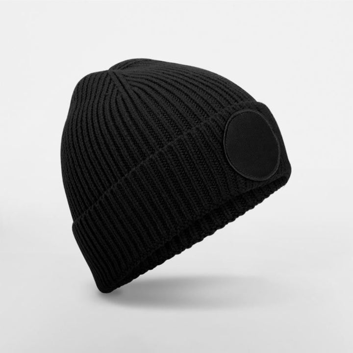 B 332R | Circular Patch Beanie (black)