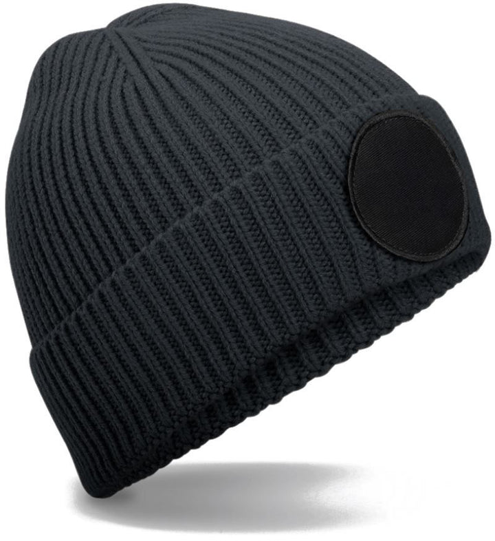 B 332R | Circular Patch Beanie (black)