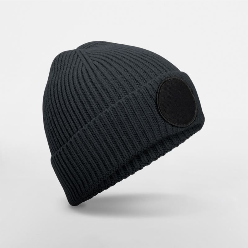B 332R | Circular Patch Beanie (black)