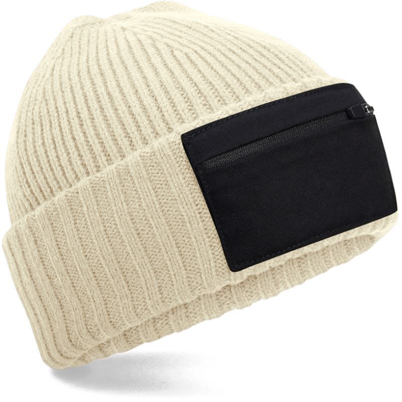 B 334R | Patch Beanie mit Zip (black)