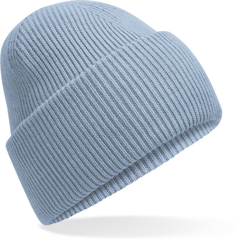 B 385R | Strickmütze mit Umschlag "Recycled" (dusty blue)